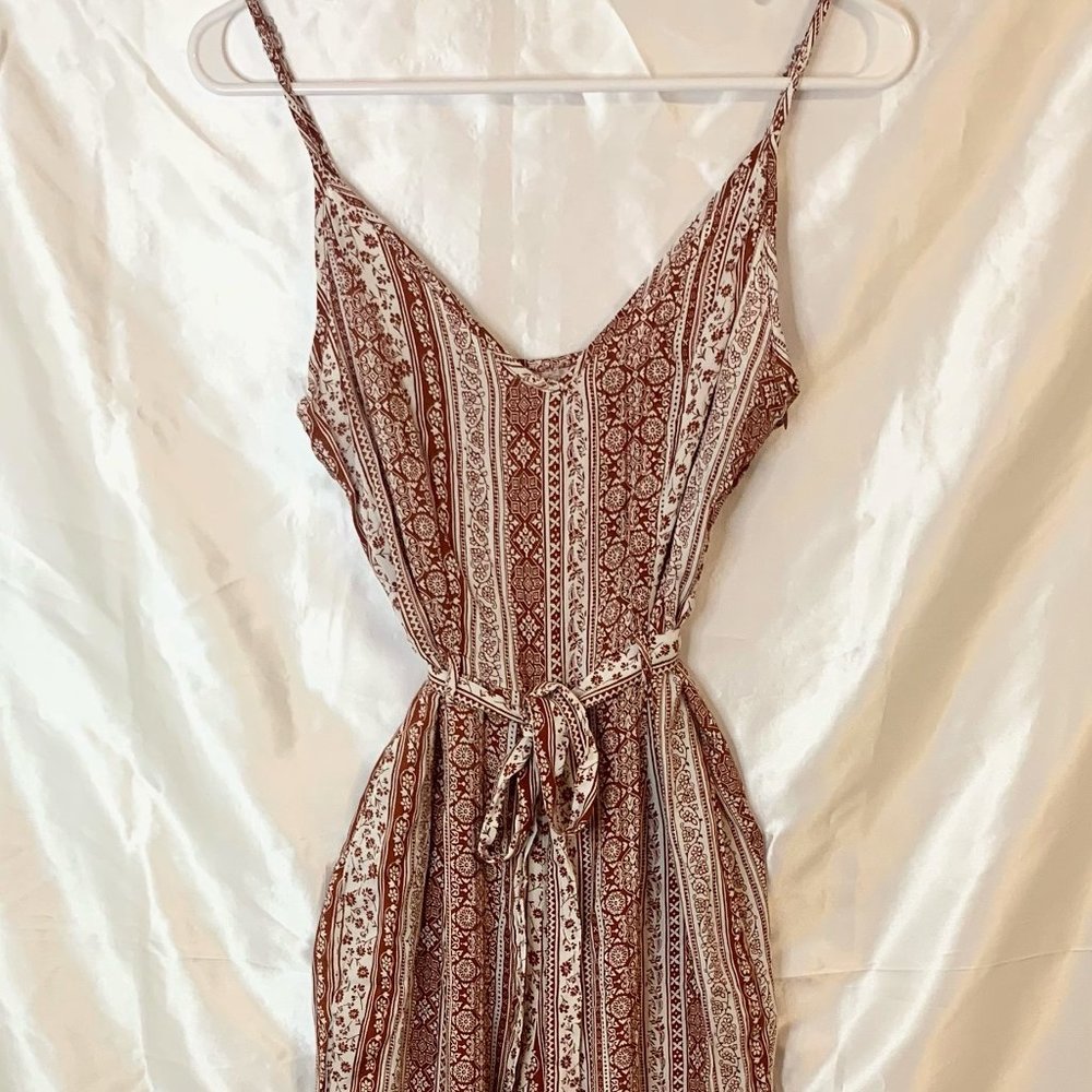 Orange and White Tribal Maxi Jumpsuit in Small